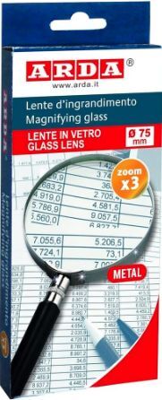LUPA 75 MM DIAMETRO LENTE DE CRISTAL AUMENTO X3 (ARDA)