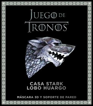 JUEGO DE TRONOS. CASA STARK: LOBO HUARGO. MÁSCARA 3D Y SOPORTE DE PARED